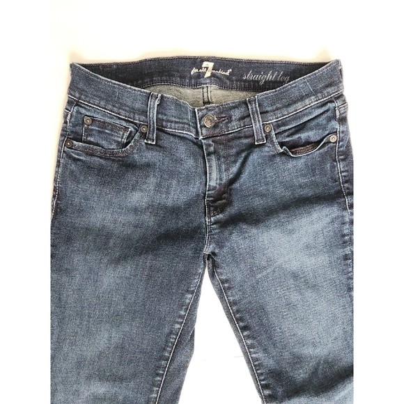 7 for all mankind Jeans dark was cuffed bottom straight leg size 28 - Picture 2 of 9